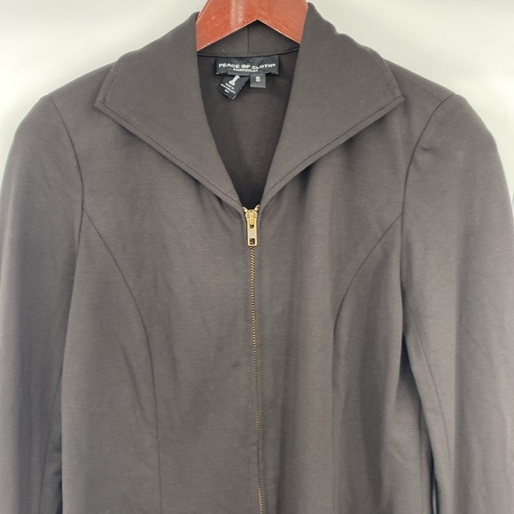 Peace of Cloth Panticular Blazer Jacket Womens Size Small Brown Full Zip Collar - Picture 2 of 11